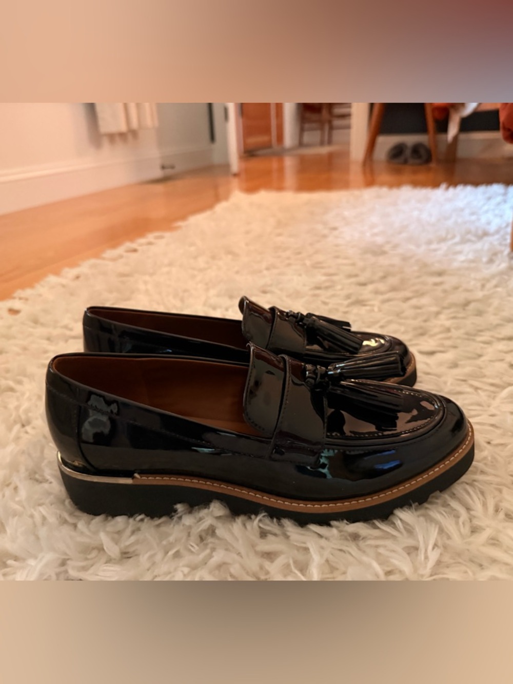 Franco Sarto Patent Tassel Loafers for Women - Black